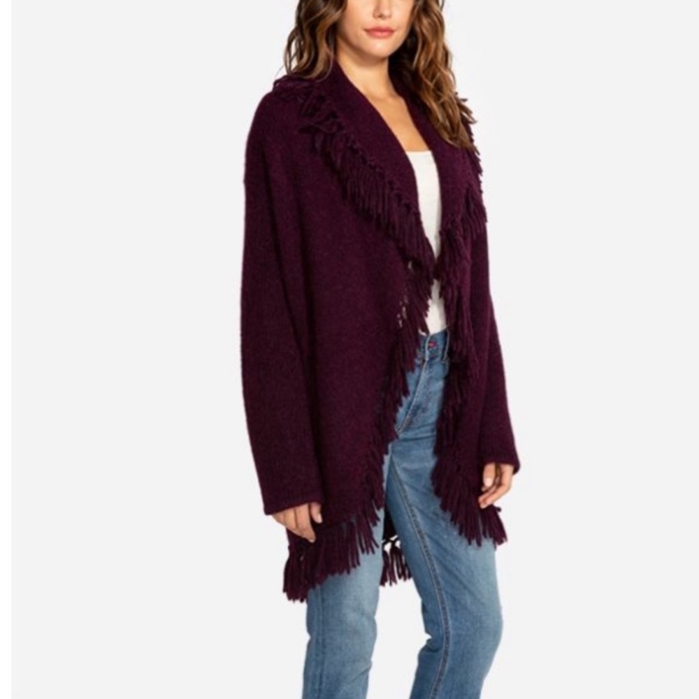 Johnny Was Sz M Baby Alpaca Fringe Cardigan